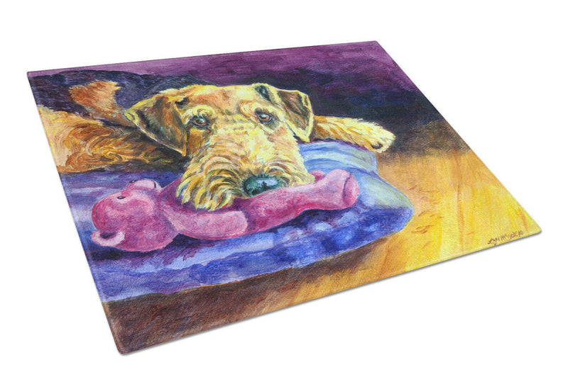 Airedale Terrier Teddy Bear Glass Cutting Board Large 7345LCB