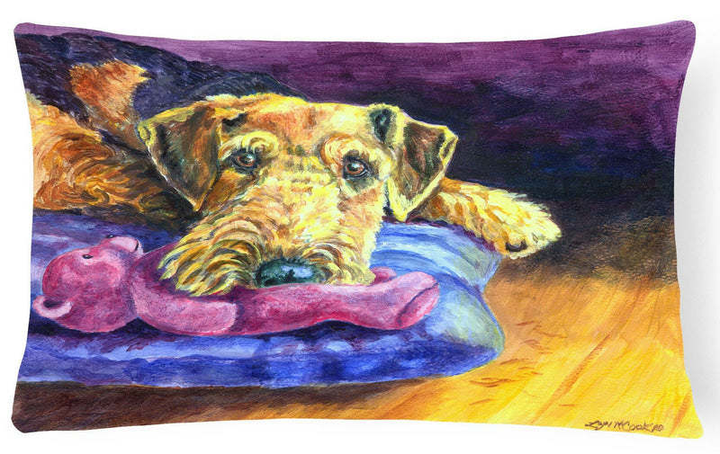 Airedale Terrier Teddy Bear Fabric Decorative Pillow 7345PW1216