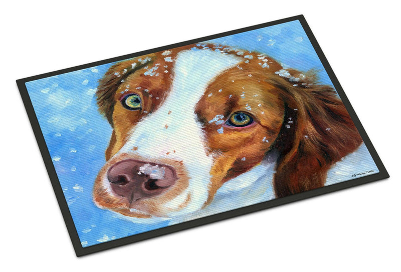 Snow Baby Brittany Spaniel Indoor or Outdoor Mat 18x27 7348MAT