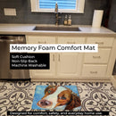 Snow Baby Brittany Spaniel Memory Foam Kitchen Mat Machine Washable Anti-Fatigue Cushion Comfort Bath or Kitchen Rug