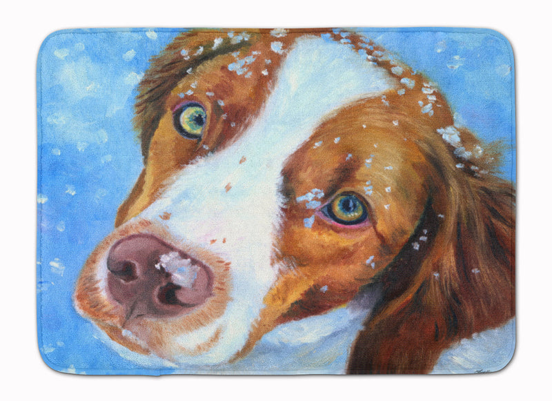 Snow Baby Brittany Spaniel Machine Washable Memory Foam Mat 7348RUG