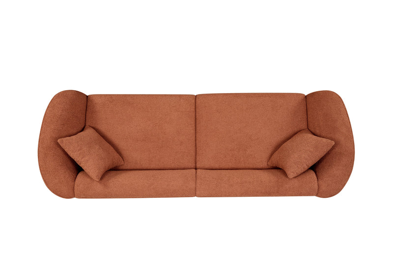 87' Curved Contemporary Sofa in Orange: Plush Seating, Streamlined Design, and Durable Frame – Ideal for Stylish Living Spaces