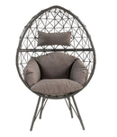 Aeven Patio Lounge Chair, Light Gray Fabric & Black Wicker