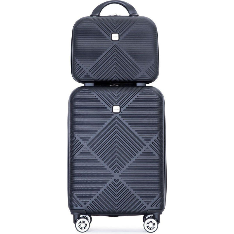 2Piece Luggage Sets ABS Lightweight Suitcase, Spinner Wheels, (20/14) BLACK