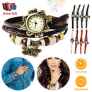 Vintage Women\'s Watch Bohemian Handmade Leather Watch Quartz Wrist Watch Fashion