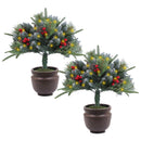 2Pcs Christmas Tree Urn Filler With Light Artificial Lighted Xmas Trees Light with Cones Berries Holiday Planter Filler LED Pathway Pine Tree IP44 Wat