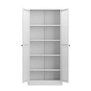 Kitchen Pantry Cabinet Adjustable Storage With 4 Shelves, Heavy Duty Freestanding Pantry Organizer - White by HouseOfZazla