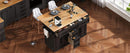 K&K 56.5'' Kitchen Island with Drop Leaf, Power Outlet