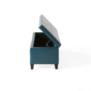Upholstered PU Leather Storage Ottoman, Solid Wooden Legs by HouseOfZazla