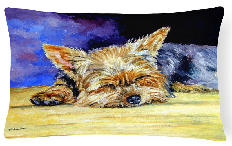 Yorkie Taking a Nap Fabric Decorative Pillow 7357PW1216