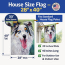 Australian Shepherd Blue Eyes House Flag 28x40 Porch Sleeve Pole Decorative Outside Yard Banner Artwork Wall Hanging, Polyester