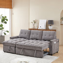78.75" Reclining Sofa, Pull-Out Sofa Bed with USB and tape-c charging ports, L-Shaped Sectional Sofa with Reclining Storage and Arm Side Organizer Pocket Features, Living Room Comfort Sofa