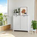 Tilted Laundry Hamper With Removable Basket, Hidden Storage Cabinet, Home Organizer For Bathroom - White by HouseOfZazla