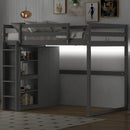 Loft Bed With Built In Wardrobe, Storage Shelves, And LED Light by HouseOfZazla