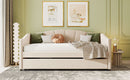 Upholstered Daybed Sofa Bed With Trundle Bed And Wood Slat by HouseOfZazla