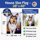 Pembroke Corgi Waiting House Flag 28x40 Porch Sleeve Pole Decorative Outside Yard Banner Artwork Wall Hanging, Polyester
