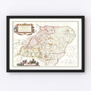 Vintage Map of Aberdeen Scotland 1665