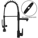 Kitchen Sink Faucet With LED Pull Down Sprayer, Single Handle High Arc Faucet, Dual Spouts, Deck Mount - Matte Black