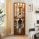 6 Shelf Corner Curio Display Cabinet With Lights, Mirrors And Adjustable Shelves (E26 Light Bulb Not Included) by Unique Piece Furniture