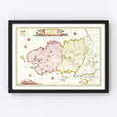 Vintage Map of Bretagne (Brittany), France 1665