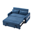 55.1" Pull Out Sleep Sofa Bed Loveseats Sofa Couch with Adjustable Backrest, Storage Pockets, 2 Soft Pillows, USB Ports for Living Room, Bedroom, Apartment, Office, Blue