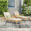 Riviera Outdoor Chaise Lounge with Wheels, Acacia Wood Frame (Set of 2) by HouseOfZazla