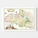 Vintage Map of Pays de Caux, France 1665