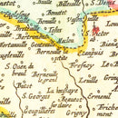 Vintage Map of Pays de Caux, France 1665