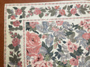 5x8 Needlepoint Rug 5' 4" x 8' 3" Wool Flat Weave Floral New Unused Carpet English Design Ivory Large Pink Flowers Green Leaves Hand-Knotted