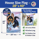 Puppy Chase Corgi House Flag 28x40 Porch Sleeve Pole Decorative Outside Yard Banner Artwork Wall Hanging, Polyester