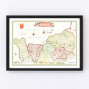 Vintage Map of Normandy, France 1665