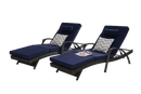 Outdoor Wicker Long Reclining Chair Set of 2 with Cushions, Wicker Reclining Lounge Chair Lawn Sunbathing Chairs Recliner up to 150° Beach Poolside Garden