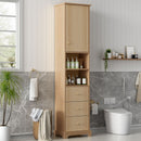 Tall Bathroom Cabinet With 1 Door, 3 Drawers, Open Storage - Wood by HouseOfZazla