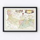 Vintage Map of Picardy, France 1665