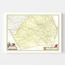 Vintage Map of Southern Champagne, France 1665