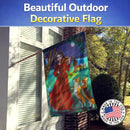 Fairy Moon Dance with Corgi House Flag 28x40 Porch Sleeve Pole Decorative Outside Yard Banner Artwork Wall Hanging, Polyester
