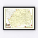 Vintage Map of Southern Champagne, France 1665