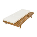 Acacia Wood Lounge Chaise Set with Headrest and Water-Resistant Cushions in Beige
