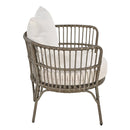 4-Piece Rattan Outdoor Patio Conversation Set with Seating Set for 5 and Coffee Table for Porch, Backyard and Garden (Brown Grey)