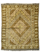 Hand-Knotted Afghani Nakhunak Wool Rug - 4' x 4'11"