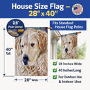 Golden Retriver Contemplation House Flag 28x40 Porch Sleeve Pole Decorative Outside Yard Banner Artwork Wall Hanging, Polyester
