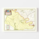 Vintage Map of Paris Region of France 1665