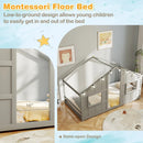 Twin Size House Bed with LED Lights Montessori Slat-free Floor Bed by LJGDeals