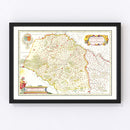 Vintage Map of Gastins & Hurepoix France 1665