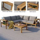 4 Pieces Outdoor Acacia Wood Sofa Set with Coffee Table