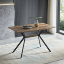 Modern Minimalist Style Dining Table MDF Wooden Top Metal Shelf Metal Heat Transfer Legs Leveling Feet For Dining Room Kitchen Office Table - Walnut / Black by HouseOfZazla