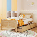 Twin Size Sleigh Bed with 2 Storage Drawers Wood Platform Bed Frame by LJGDeals