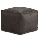 Sheffield - Square Pouf - Distressed Dark Brown