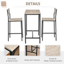 3 Piece Bar Table and Chairs, Industrial Dining Table Set for 2, Counter Height Kitchen Table with Bar stools, Breakfast Table Set for 2 for Small Space, Natural