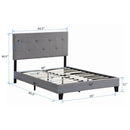 Queen Size Upholstered Platform Bed Frame With Button Tufted Linen Headboard